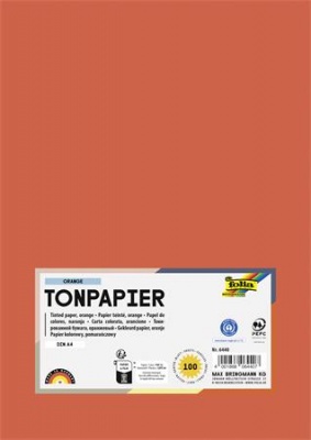 Színes papír, A4, 130 g, 100 lap, FOLIA, narancs
