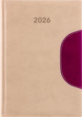 Naptár, tervező, B5, heti, DAYLINER "Memphis", bézs-padlizsán