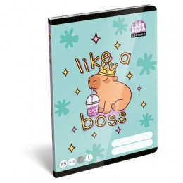 Füzet, tűzött, A5, vonalas, 32 lap, 1. osztály, LIZZYSULI, "Lollipop Capybara","14-32"